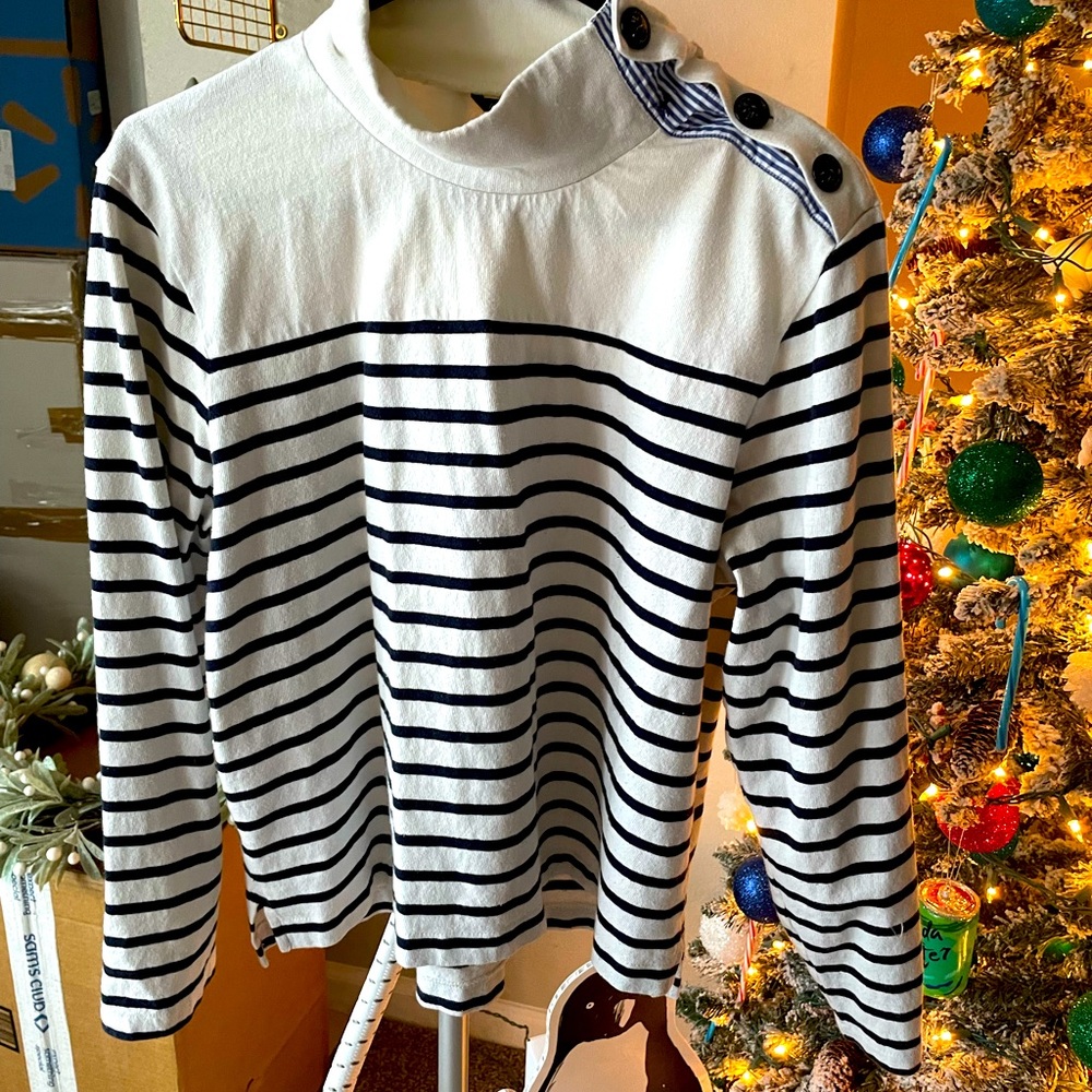 J Crew nautical mock neck top